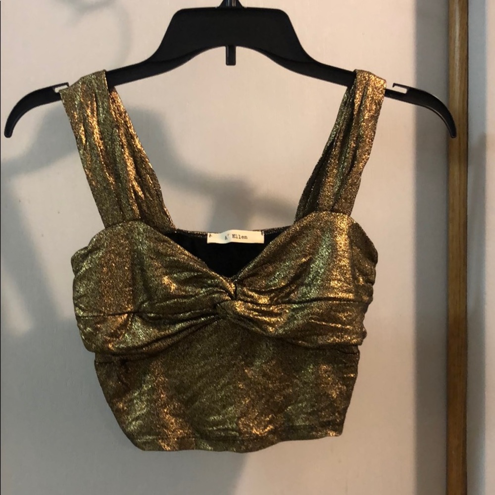 ✨A+ ELLEN Gold Foiled Crop Knit Tank ✨